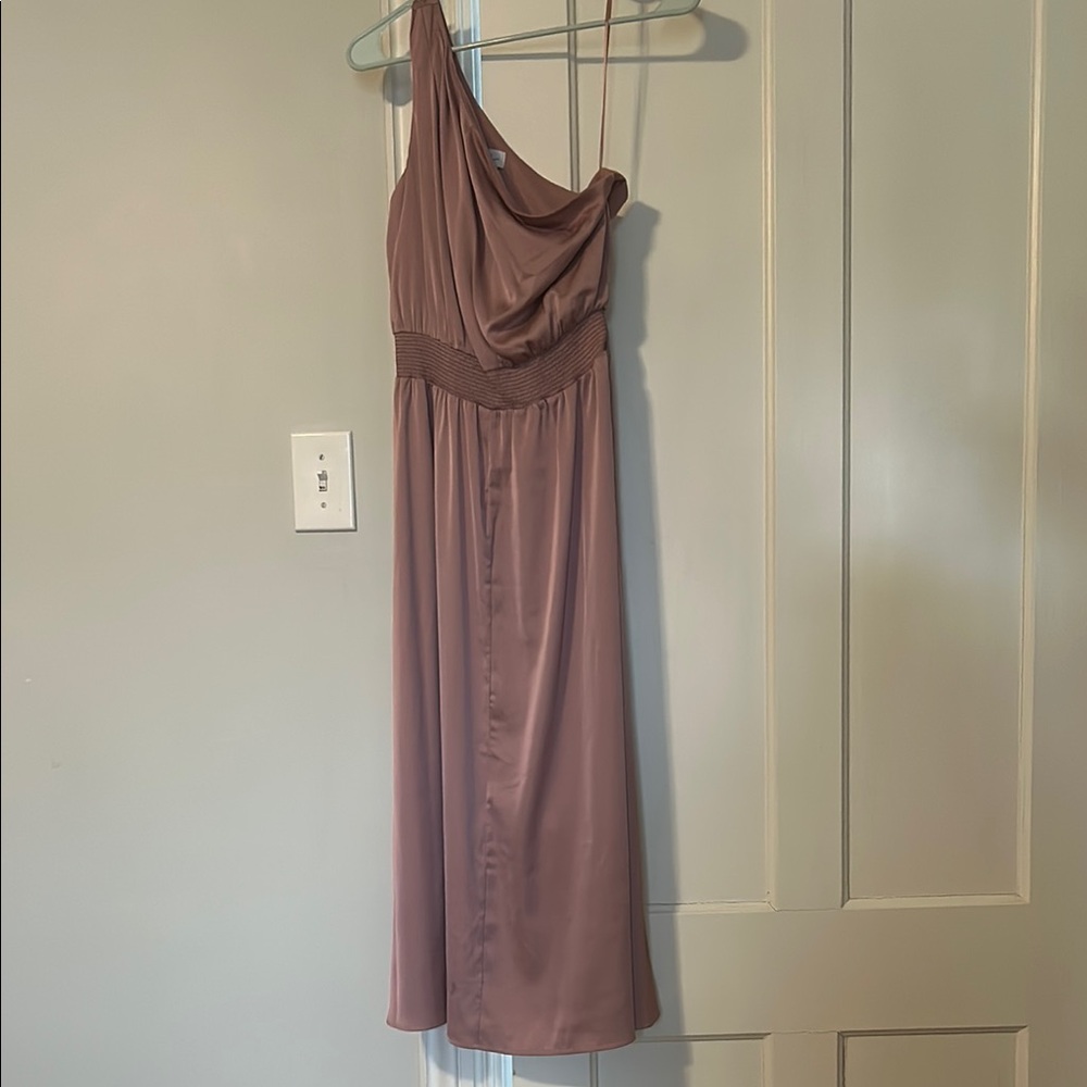 Elegant One-Shoulder dusty pink Dress